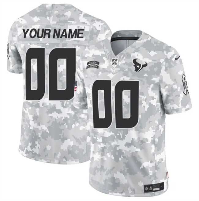 Mens Houston Texans Active Player Custom 2024 F.U.S.E Arctic Camo Salute To Service Limited Stitched Football Jersey->customized nfl jersey->Custom Jersey